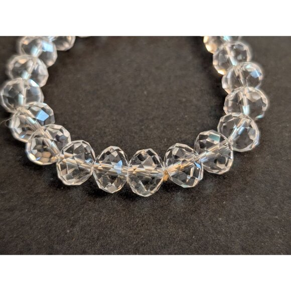 Clear Crystal Glass Faceted Rondelle Bead Stretch Bracelet - Picture 3 of 4